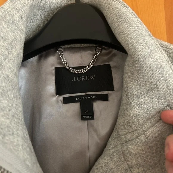 J.Crew Gray Italian Stadium Cocoon Coat 0 Petite - Picture 2 of 6